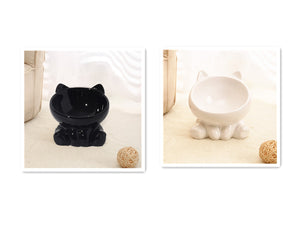 Ceramic Cat Bowl – Neck Guard, Oblique Mouth Design for Pets