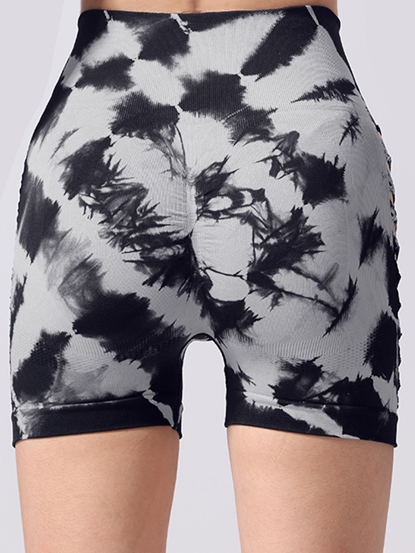2 Pack Women's Side Cut-Out Tie-Dye Seamless Hip Lift High Waist Sports Yoga Shorts – Butt-Lifting, Tummy Control Athletic Shorts