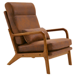 Indoor Lounge Chair – Mid-Century Modern Accent Chair with Solid Wood Armrest & High-Density Cushion
