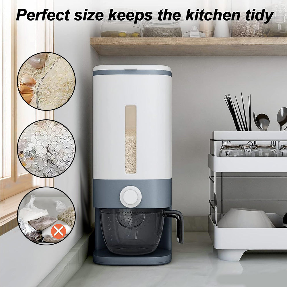 Rice Dispenser – 22-25 Lbs Capacity with Measuring Cup & Airtight Lid