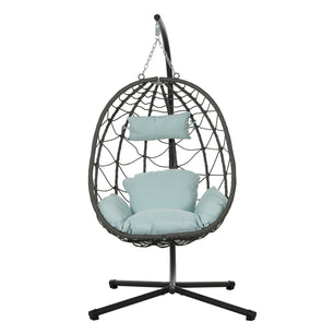 Egg Chair with Stand – Indoor & Outdoor Wicker Hanging Swing Chair