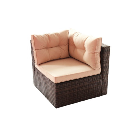 7-Piece PE Rattan Patio Furniture Set – Sectional Garden Corner Sofa Set