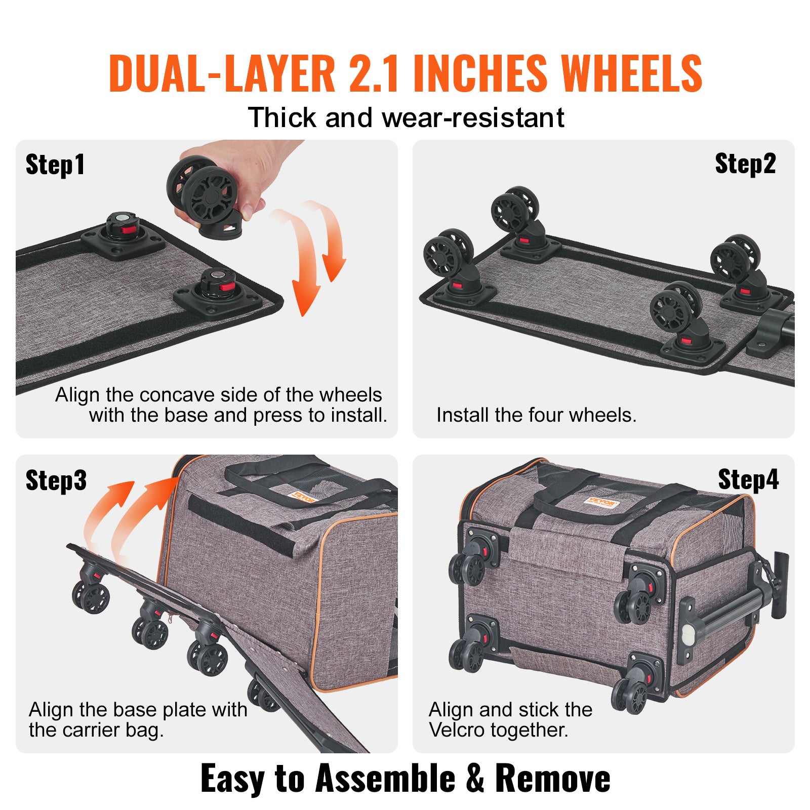VEVOR Cat Carrier with Wheels – Airline Approved Rolling Pet Carrier