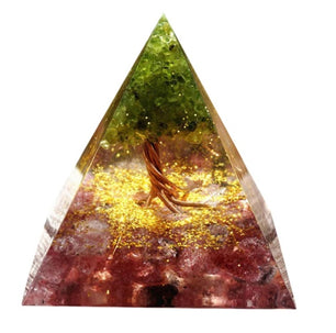 Natural Crystal Energy Pyramid – Healing Stone Resin Decor Tower