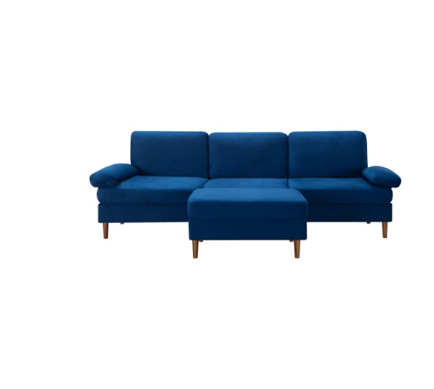 102.4" Modular Sectional Sofa – Navy Blue Velvet