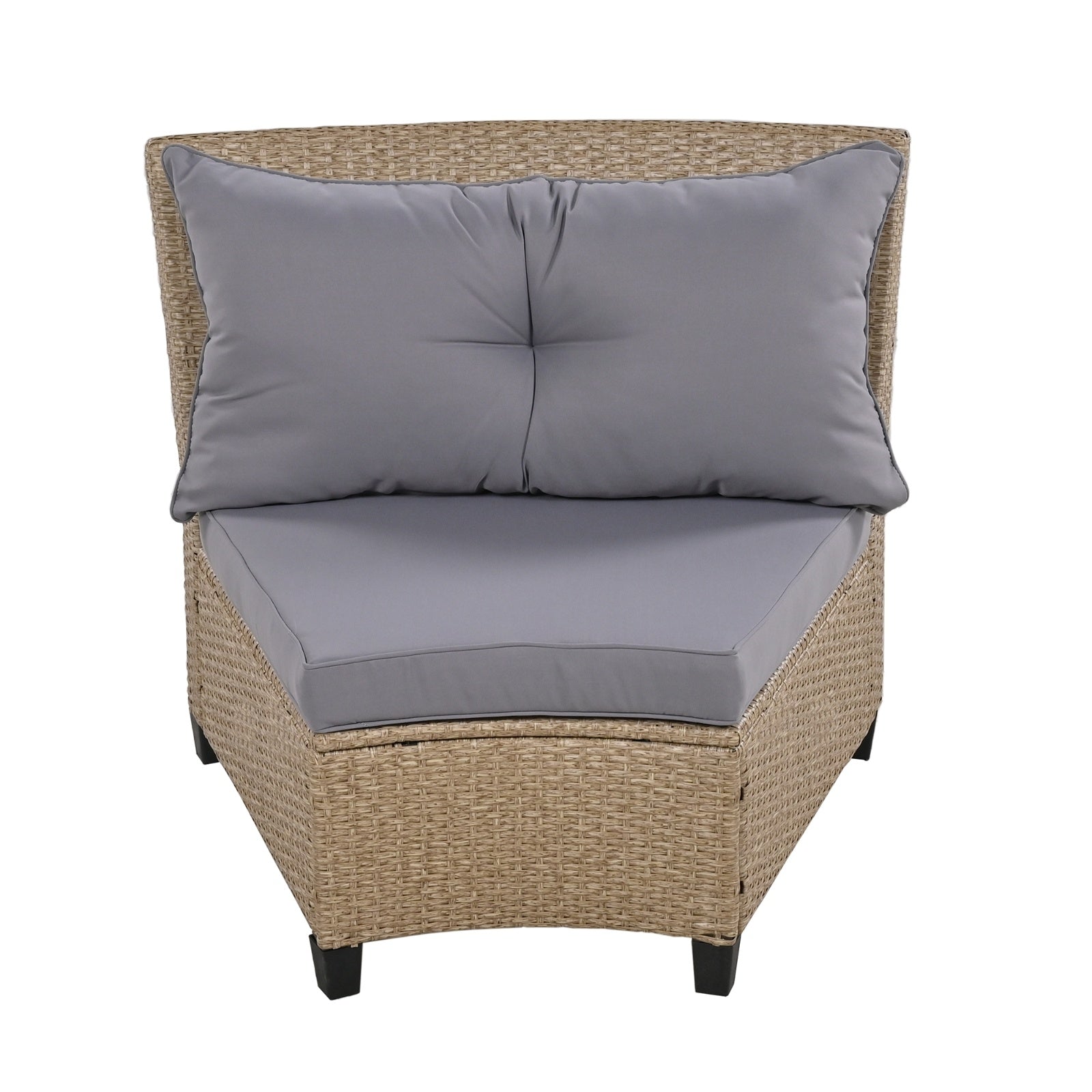 U Style 6-Person Fan-Shaped Rattan Set with Cushions & Table – Outdoor Patio Furniture