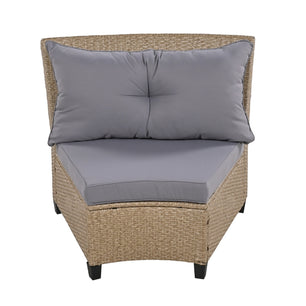 U Style 6-Person Fan-Shaped Rattan Set with Cushions & Table – Outdoor Patio Furniture