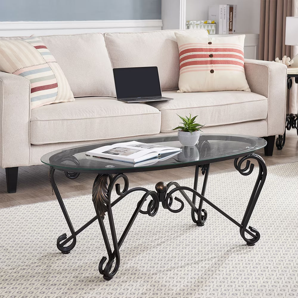 Tempered Glass Coffee Table Set of 3 – Modern Living Room Furniture