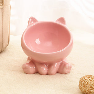 Ceramic Cat Bowl – Neck Guard, Oblique Mouth Design for Pets