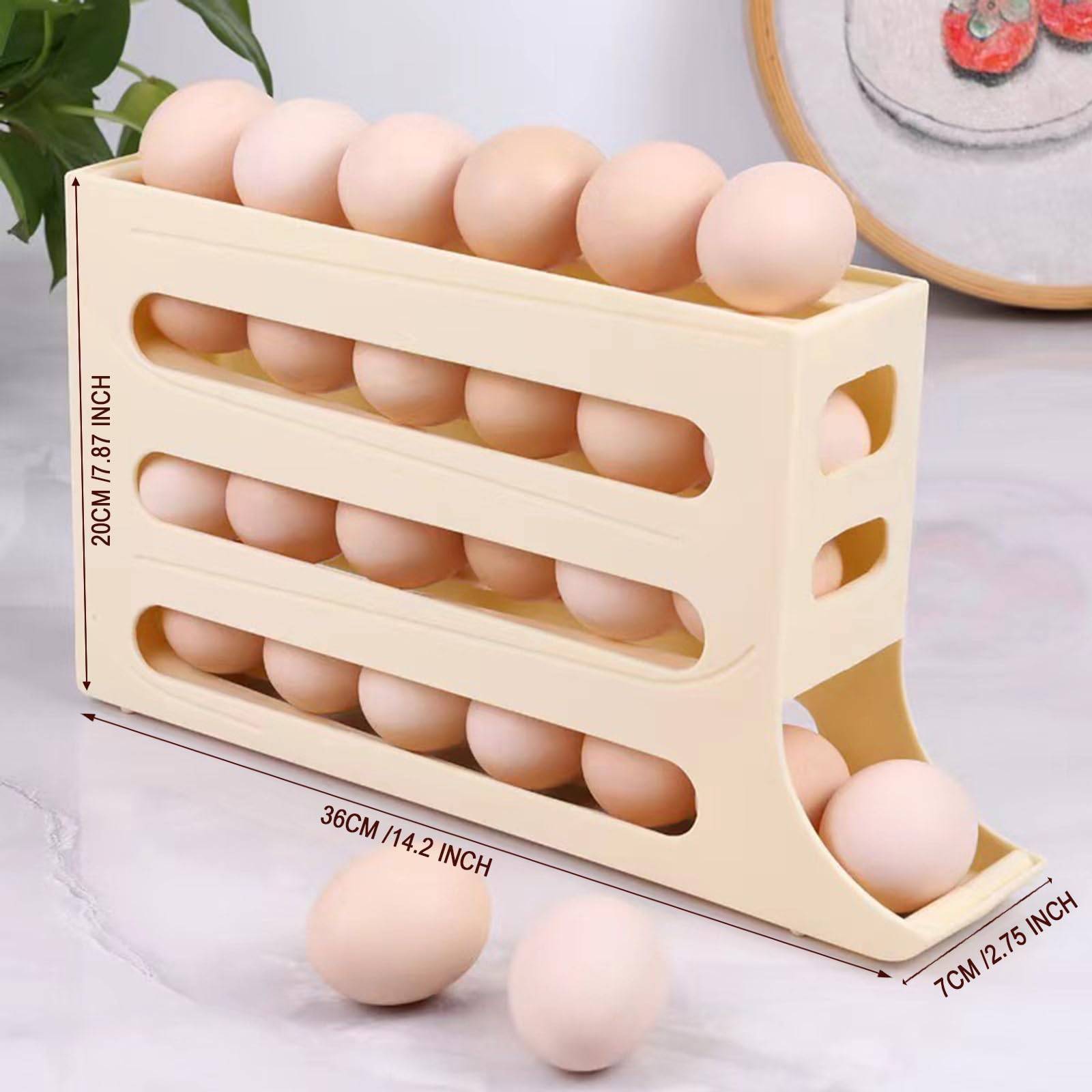 Egg Holder for Fridge - Auto Rolling Egg Organizer & Dispenser
