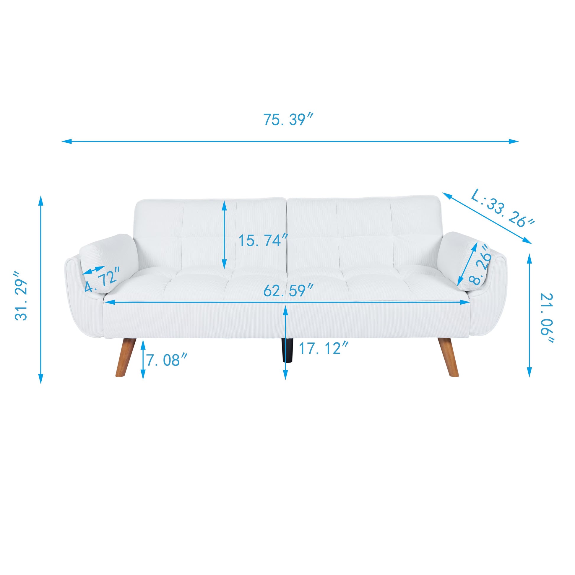 2064 Corduroy Sofa & Sofa Bed – White