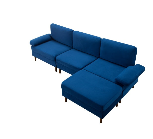 102.4" Modular Sectional Sofa – Navy Blue Velvet