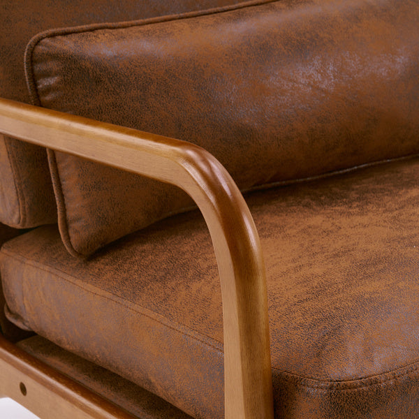 Indoor Lounge Chair – Mid-Century Modern Accent Chair with Solid Wood Armrest & High-Density Cushion
