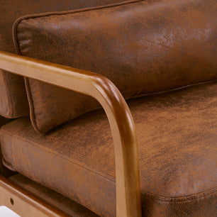 Indoor Lounge Chair – Mid-Century Modern Accent Chair with Solid Wood Armrest & High-Density Cushion