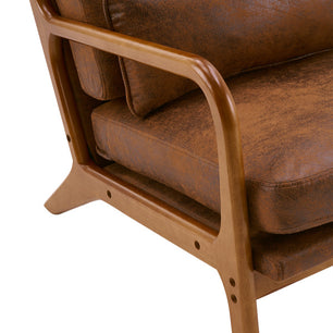 Indoor Lounge Chair – Mid-Century Modern Accent Chair with Solid Wood Armrest & High-Density Cushion