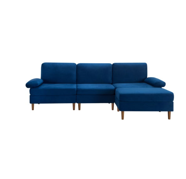 102.4" Modular Sectional Sofa – Navy Blue Velvet