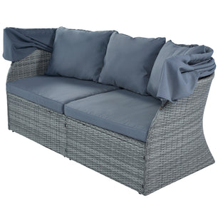 U STYLE Patio Furniture Set – Outdoor Daybed Sunbed with Retractable Canopy