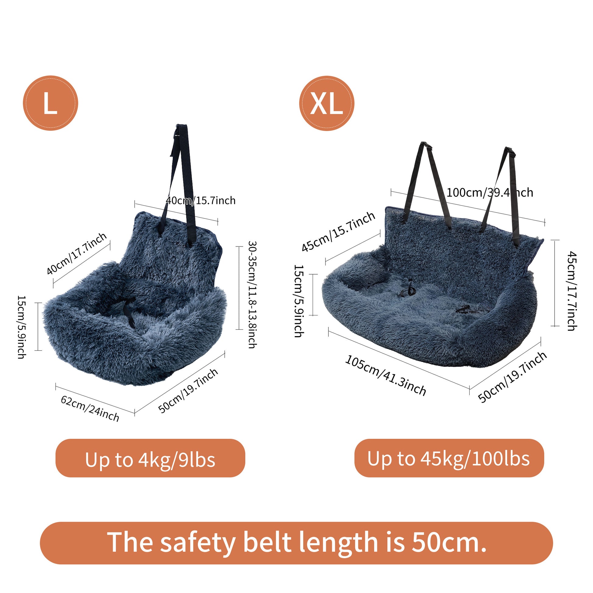 Dog Car Seat for Small, Medium, and Large Dogs – Travel Pet Booster Seat with Seat Belt, Washable Plush Safety Seat