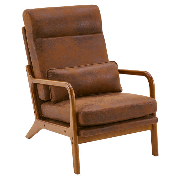 Indoor Lounge Chair – Mid-Century Modern Accent Chair with Solid Wood Armrest & High-Density Cushion