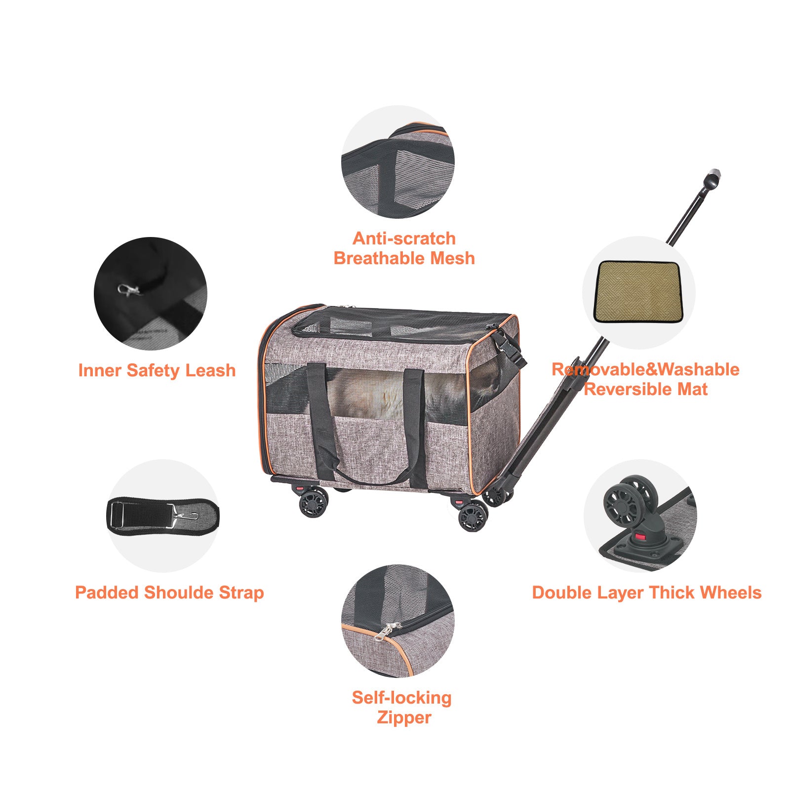 VEVOR Cat Carrier with Wheels – Airline Approved Rolling Pet Carrier
