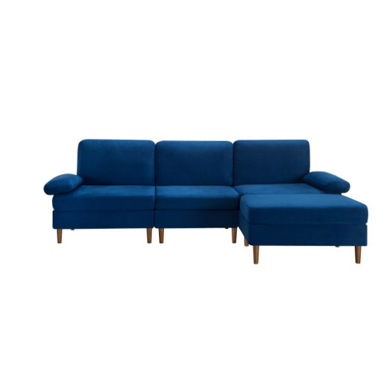 102.4" Modular Sectional Sofa – Navy Blue Velvet