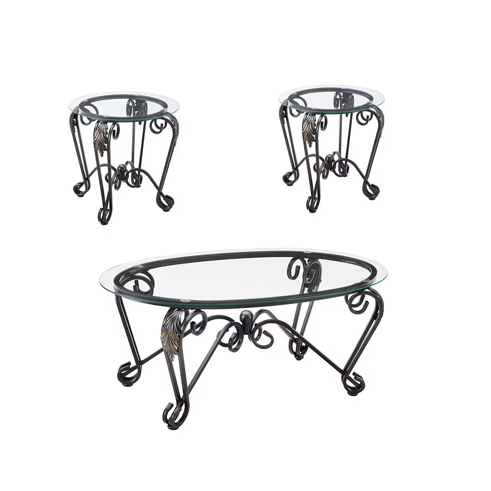 Tempered Glass Coffee Table Set of 3 – Modern Living Room Furniture
