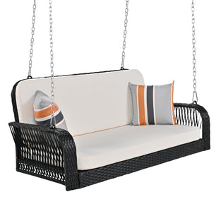 Wicker Porch Swing - 2-Seater Hanging Bench with Chains for Patio & Garden