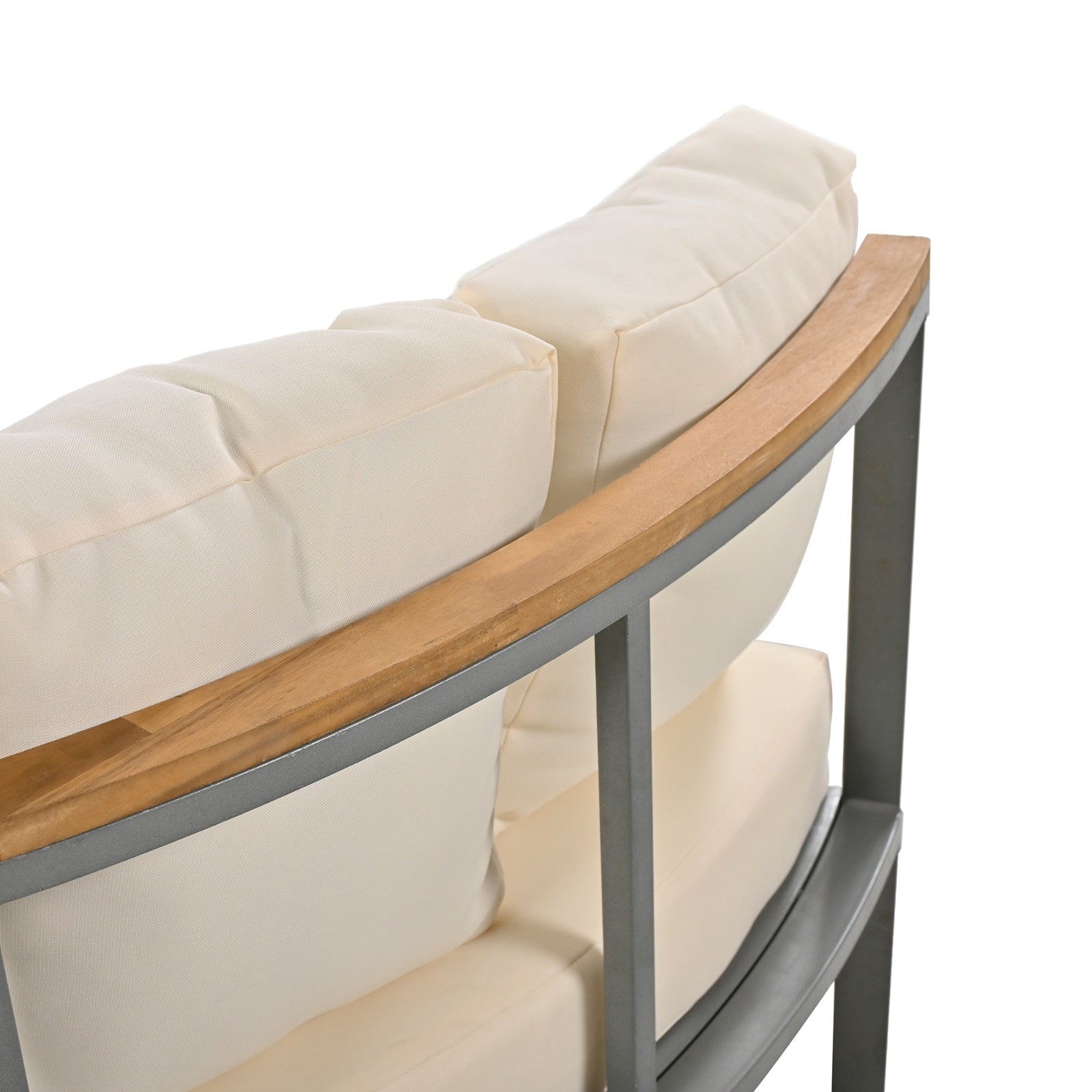 Round Outdoor Sofa – Beige, Seats 6, Metal Frame