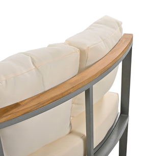 Round Outdoor Sofa – Beige, Seats 6, Metal Frame