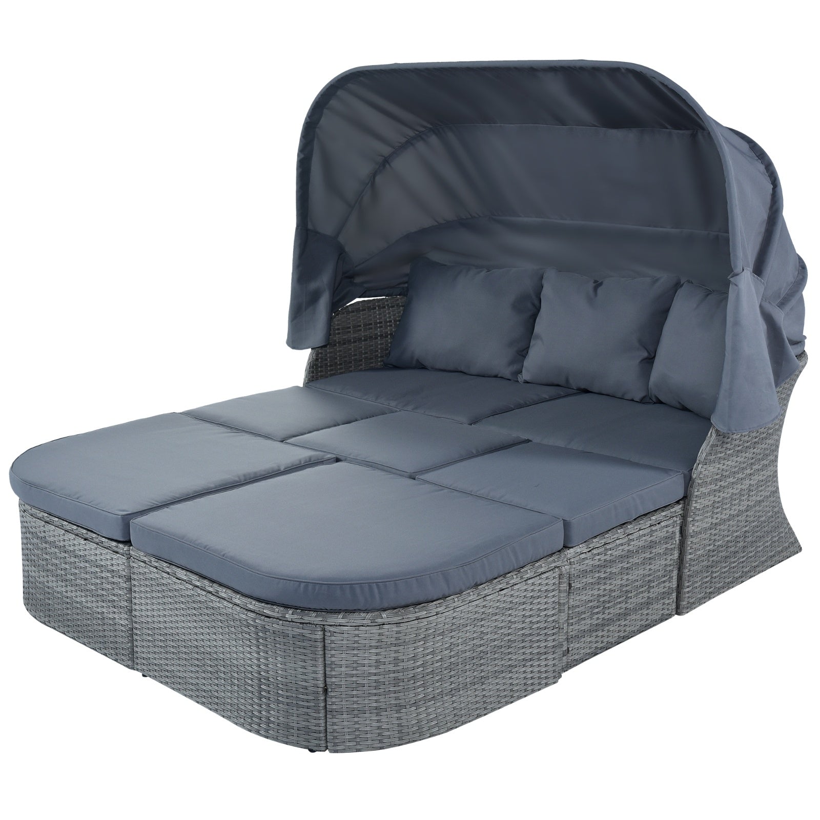 U STYLE Patio Furniture Set – Outdoor Daybed Sunbed with Retractable Canopy