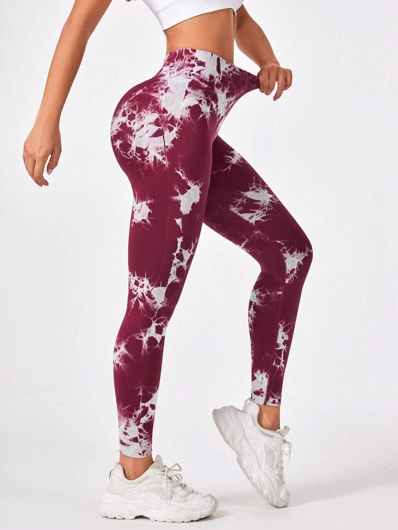 Tie-Dye Workout Seamless Leggings for Women – High Waist Gym Leggings Yoga Pants, Scrunch Butt Lifting Elastic Tights