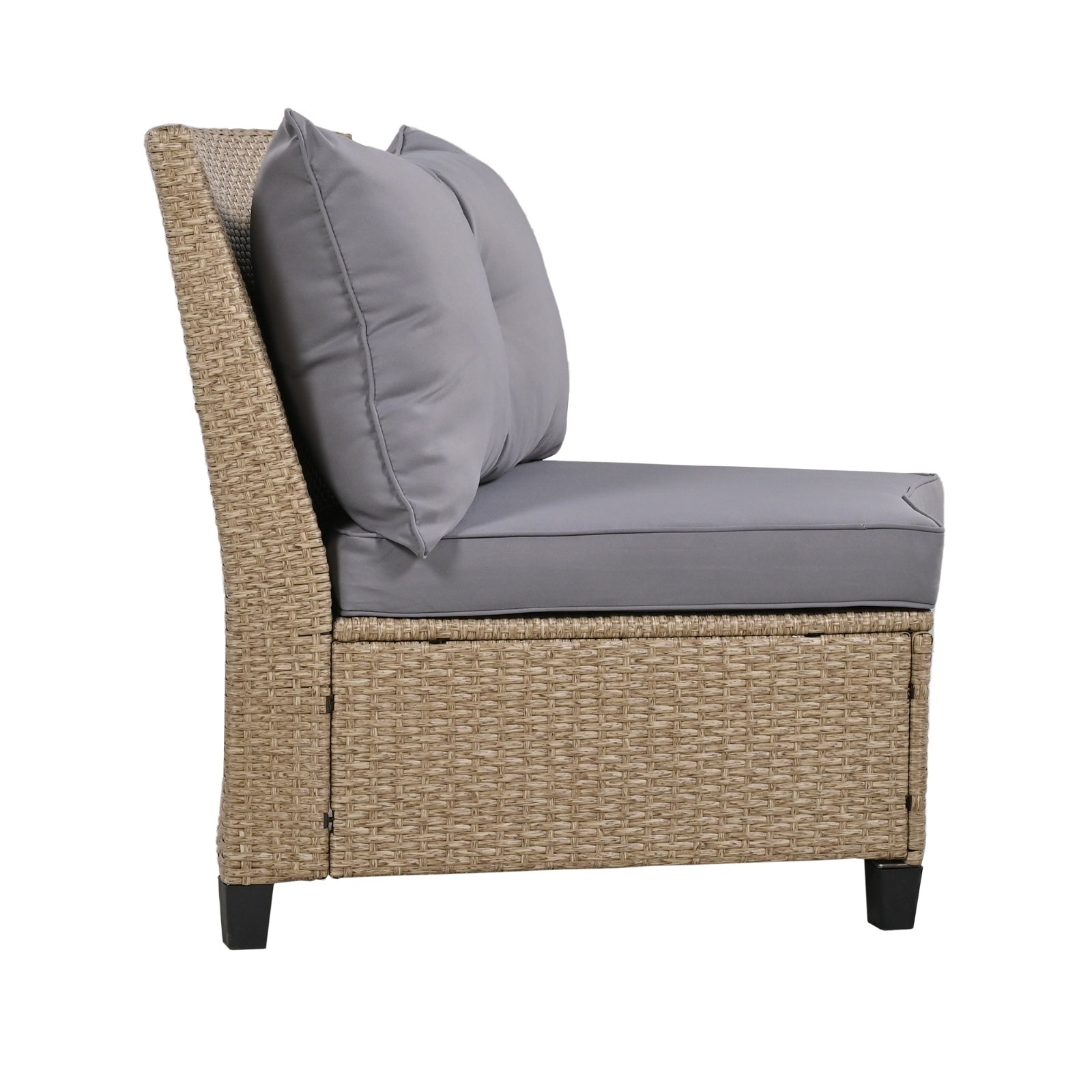 U Style 6-Person Fan-Shaped Rattan Set with Cushions & Table – Outdoor Patio Furniture