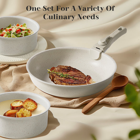 12-Piece Non-Stick Kitchen Cookware Set – Granite Coating & Detachable Handles