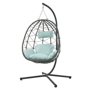 Egg Chair with Stand – Indoor & Outdoor Wicker Hanging Swing Chair