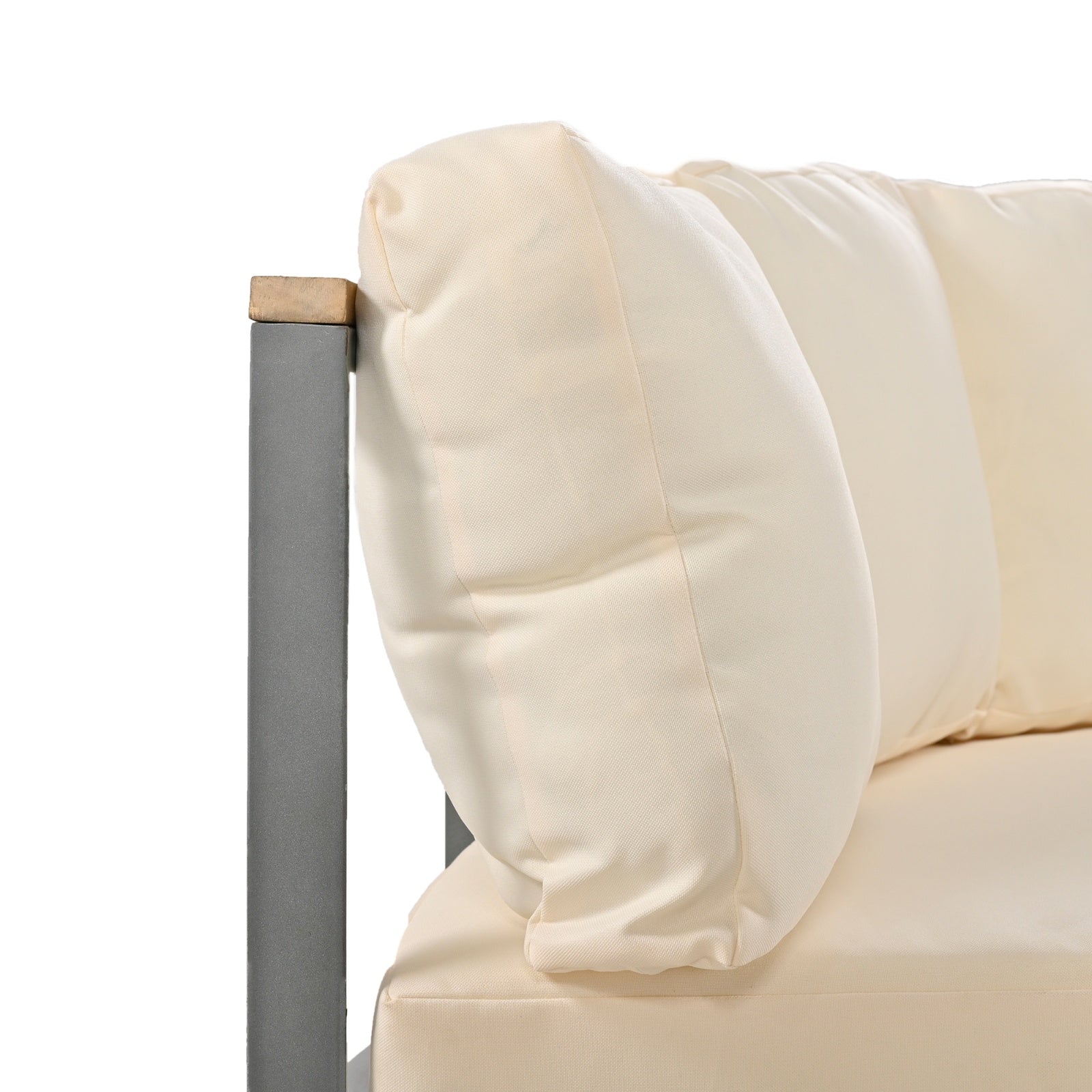 Round Outdoor Sofa – Beige, Seats 6, Metal Frame