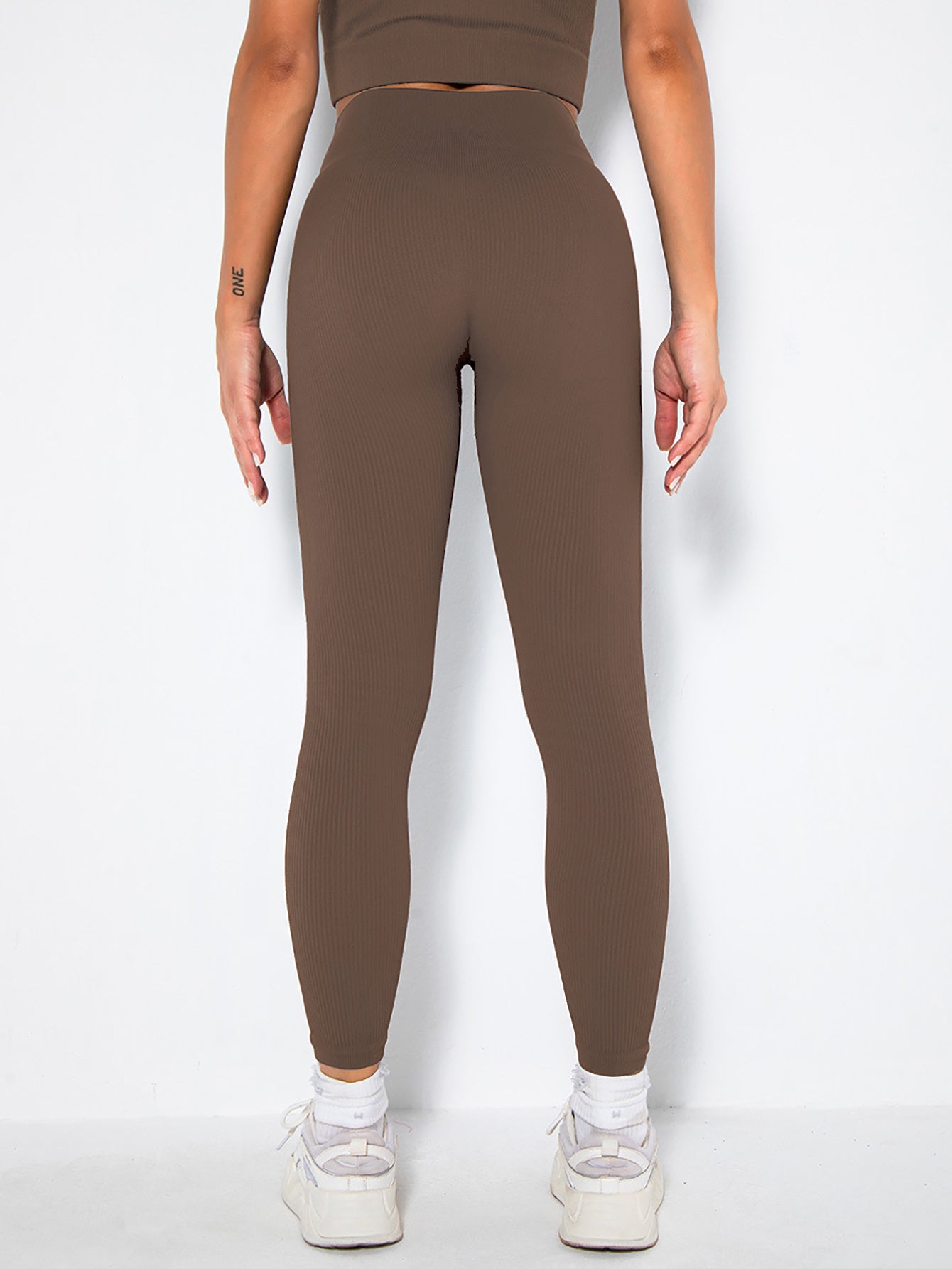 2-Pack Women's Seamless Ribbed Leggings – High-Waisted Slimming Yoga Pants for Fitness & Everyday Wear