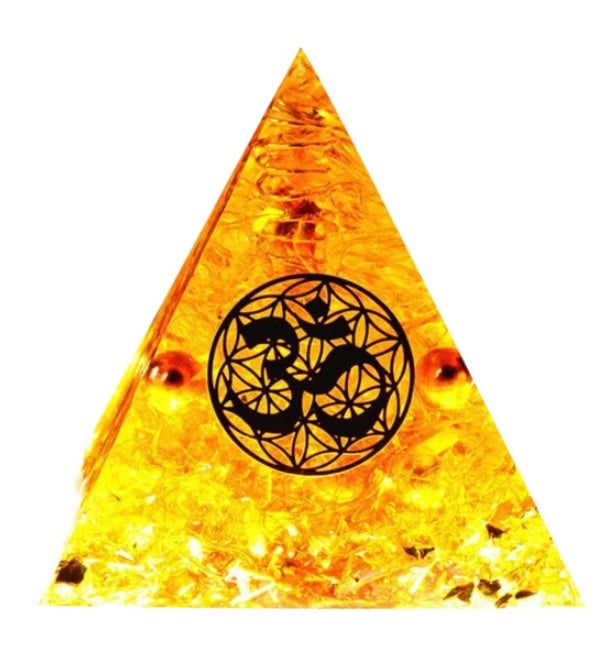 Natural Crystal Energy Pyramid – Healing Stone Resin Decor Tower
