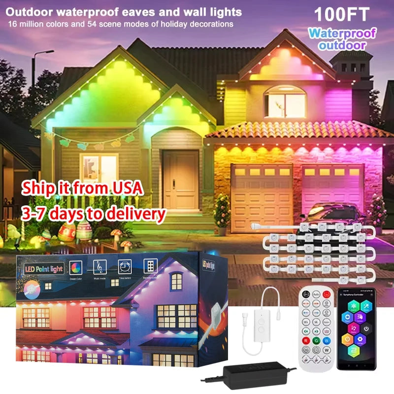 Permanent Outdoor Smart RGBIC Eaves LED Lights - Fairy String for Christmas & Holiday Decor