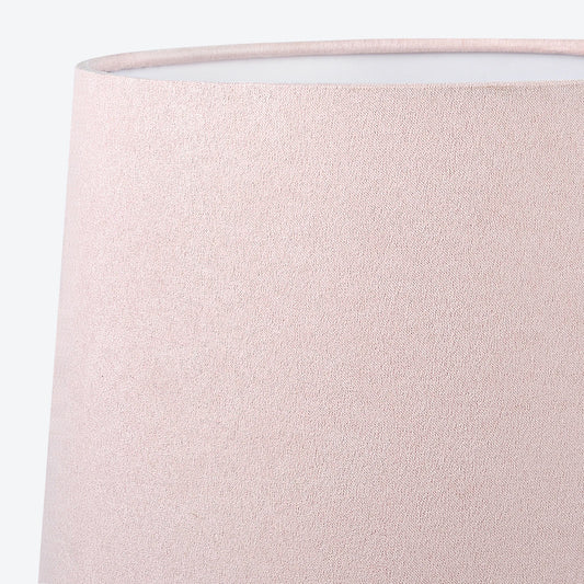 BHHShop hand-blown glass lamp with pink velvet shade in cozy decor