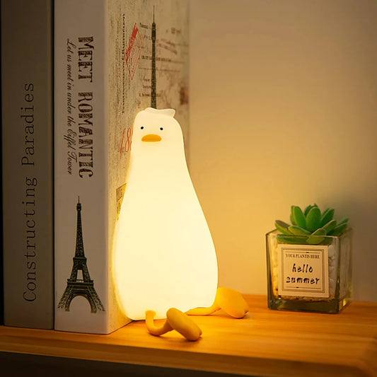 Cute Duck-Shaped Rechargeable Night Light for Kids – Soft Glow & Portable Decor