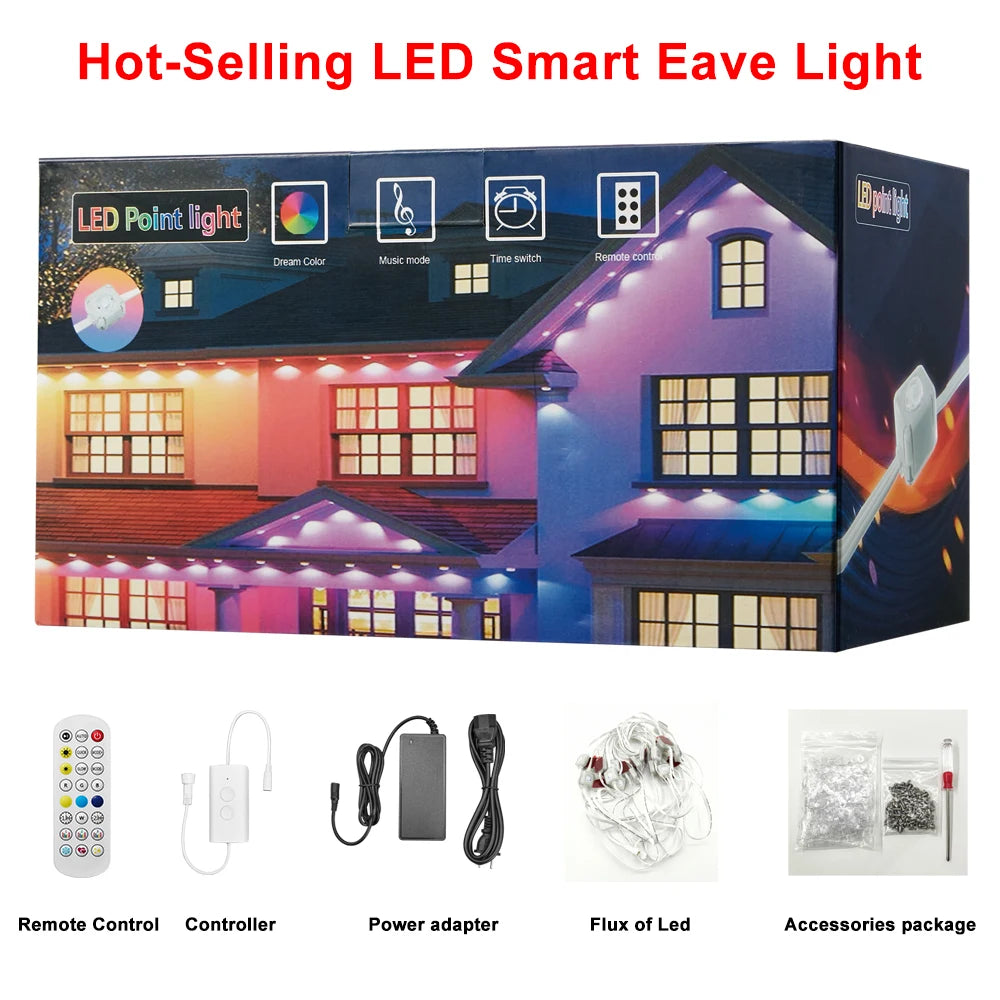 Permanent Outdoor Smart RGBIC Eaves LED Lights - Fairy String for Christmas & Holiday Decor