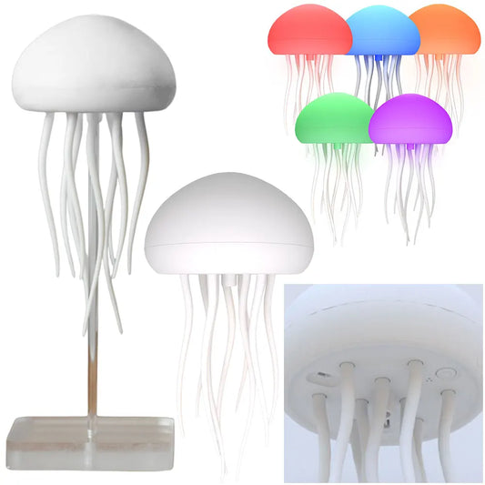 Cartoon Jellyfish Night Light - RGB LED Bedside Lamp with Voice Control & Type-C Charging