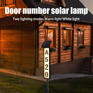 Solar Address Sign Light - LED House Number Lighting with Stake for Homes