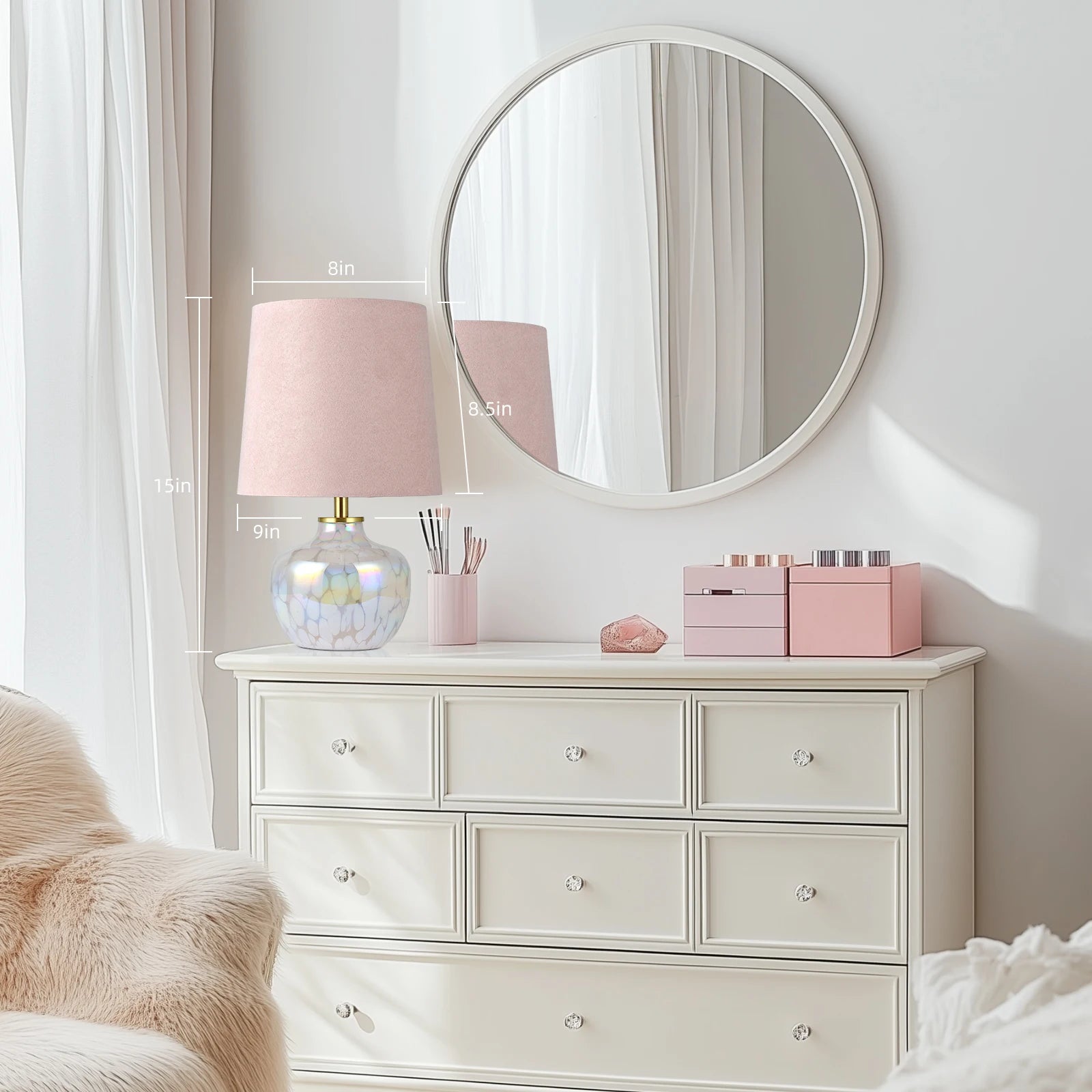 15" Blush Pink Hand-Blown Glass Table Lamp – BHHShop