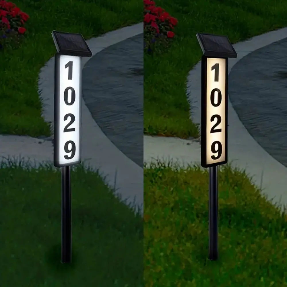 Solar Address Sign Light - LED House Number Lighting with Stake for Homes