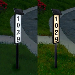 Solar Address Sign Light - LED House Number Lighting with Stake for Homes