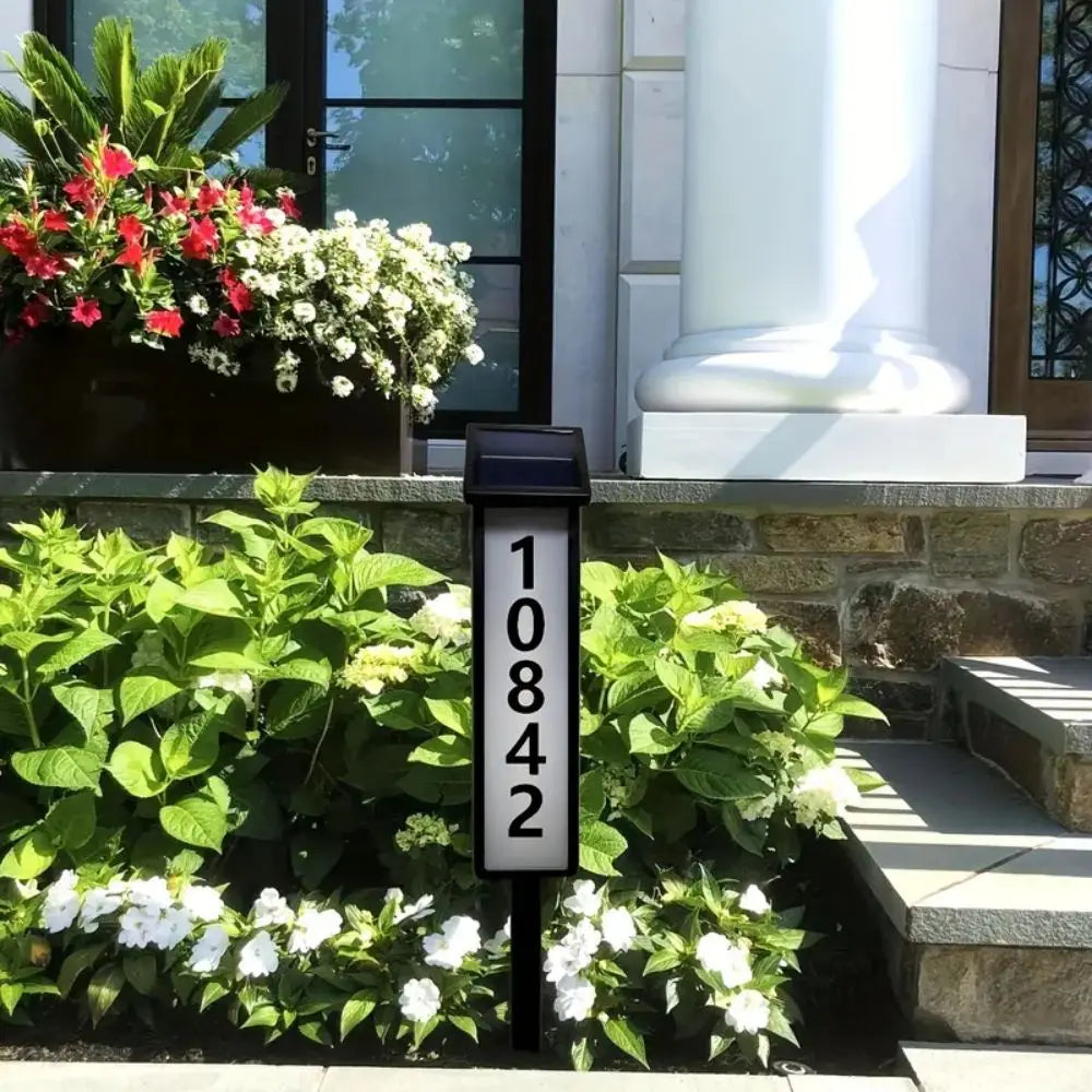 Solar Address Sign Light - LED House Number Lighting with Stake for Homes
