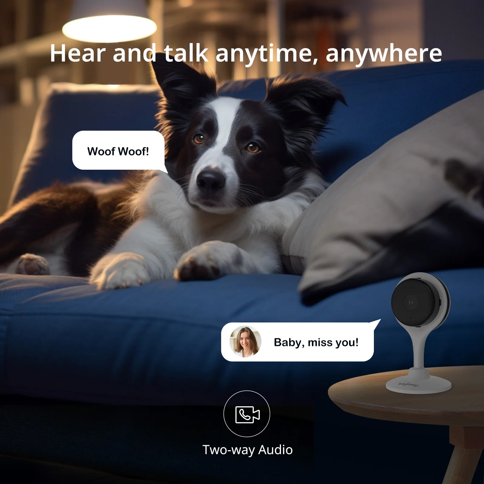 BoyKeep 3MP WiFi Indoor Security Camera with Motion Detection and Two-Way Audio