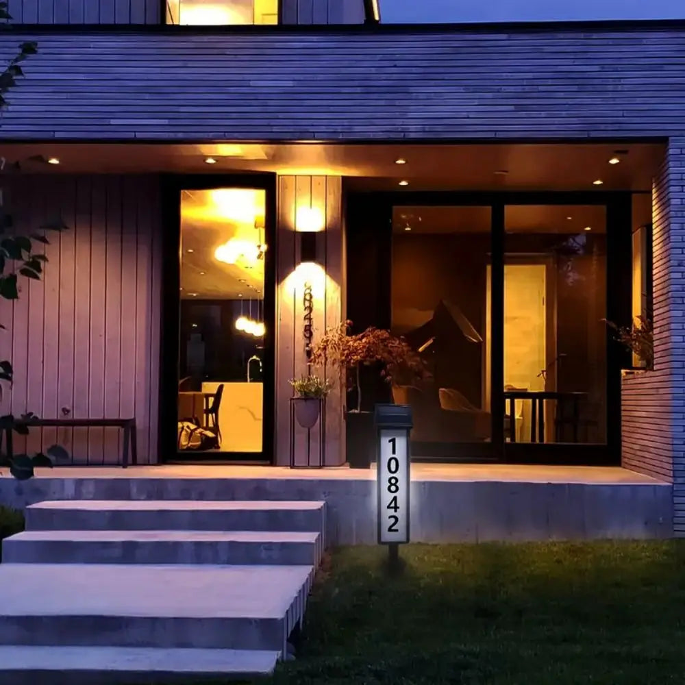 Solar Address Sign Light - LED House Number Lighting with Stake for Homes