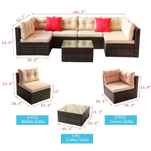 7-Piece PE Rattan Patio Furniture Set – Sectional Garden Corner Sofa Set